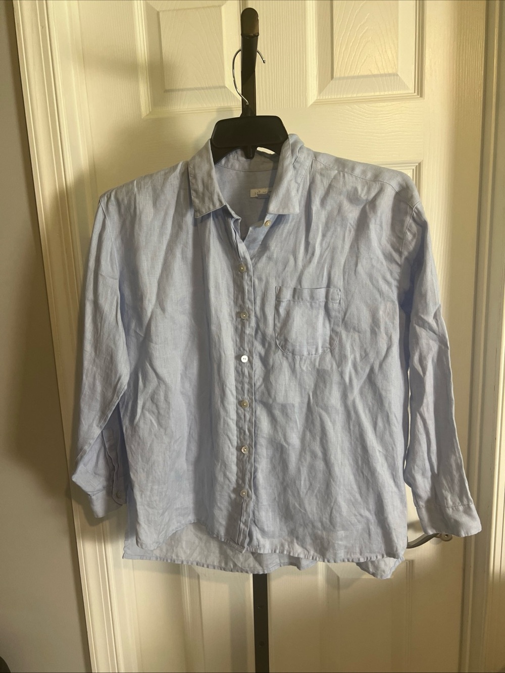 J. Jill Button Down Shirt Size Petite Medium 100% Linen Fashion Style